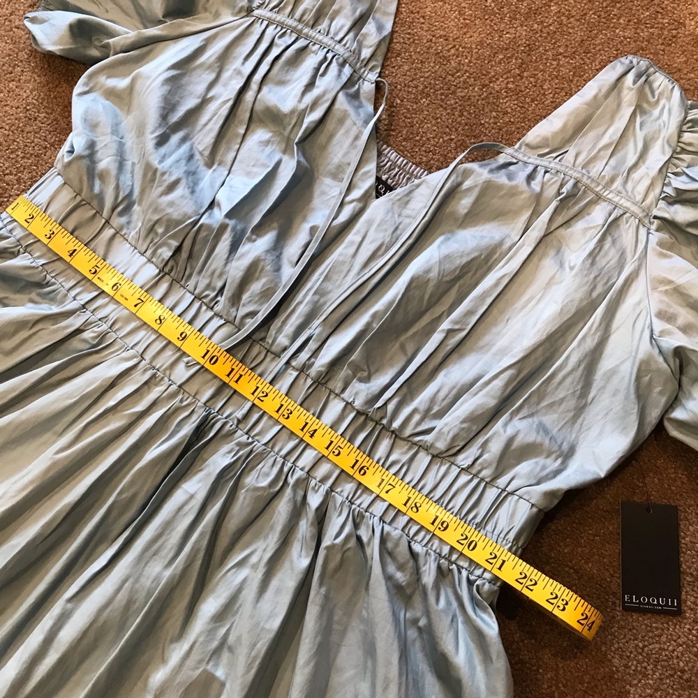 Eloquii Dress NWOT Plus Size 20 Midi Puff Sleeve Pockets in Ston… - Picture 4 of 9